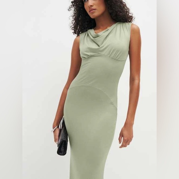 Reformation Seona Jersey Knit in Sage Green Backless Dress size Medium - Picture 2 of 9